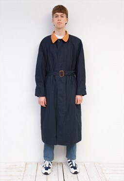 Vintage mens M Jacket Trench Coat Raincoat Long Cotton Mac