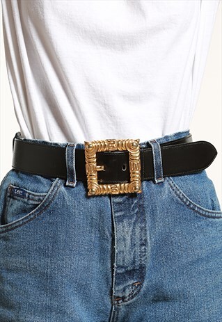 90S ESCADA BLACK LEATHER BELT - W26-29