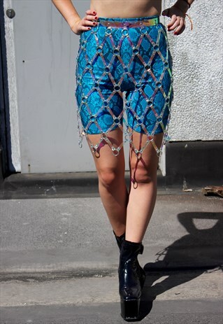 EUPHORIA HOLOGRAPHIC BUCKLE SKIRT