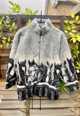 Vintage Radish 1990s grey full zip horse fleece small 