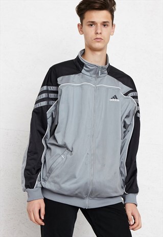 VINTAGE GREY ADIDAS ZIP TRACK JACKET