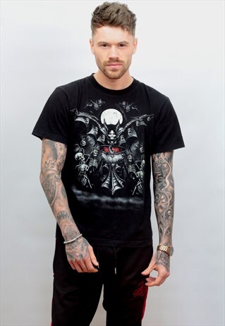 1990'S VINTAGE HEAVY METAL PRINT T-SHIRT IN BLACK