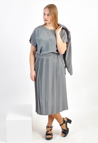 VINTAGE CO-ORDINATES PLEATED SKIRT, BLOUSE, JACKET