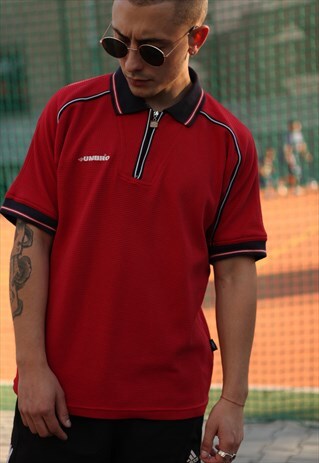 VINTAGE UMBRO POLO T-SHIRT RED LOGO