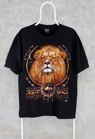 Vintage Black Wild Single Stitch T Shirt Lion Graphic Large