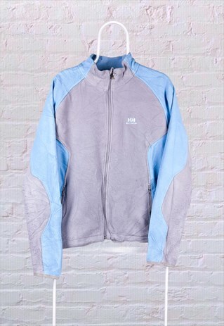 VINTAGE HELLY HANSEN FLEECE JACKET BLUE GREY WOMEN'S XL