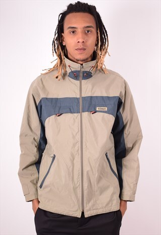 ELLESSE MENS VINTAGE JACKET MEDIUM KHAKI 90S