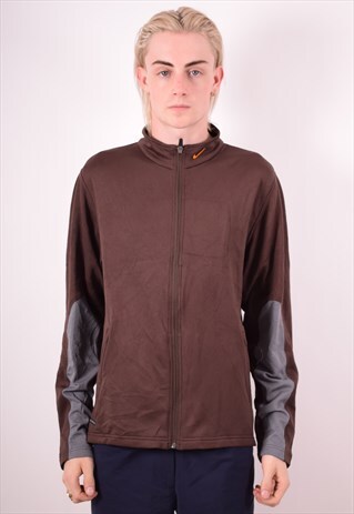 NIKE MENS VINTAGE TRACKSUIT TOP JACKET LARGE BROWN 90S