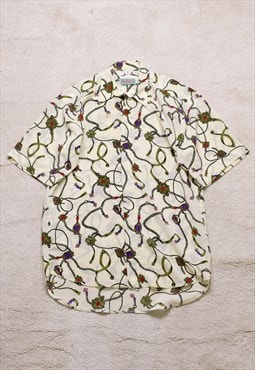 Women's Vintage 90s Baroque Beige Print Shirt