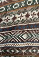 VINTAGE KNITTED JUMPER ABSTRACT PATTERNED GRANDAD SWEATER