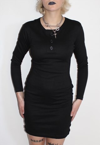 BLACK LONG SLEEVE MINI DRESS