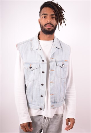 MENS VINTAGE DENIM GILET MEDIUM BLUE 90S