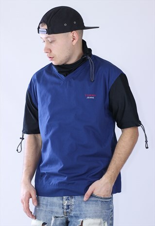VINTAGE MENS TOMMY JEANS ATHLETICS SPORT RUNNING T-SHIRT