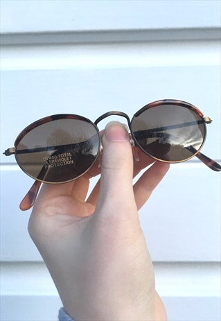 WOMENS VINTAGE 80S STYLE FESTIVAL BROWN OVAL SUNGLASSES