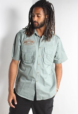 Vintage Safari Short Sleeve Shirt Green