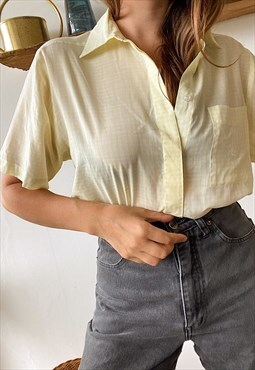 Vintage 70s Gingham Checked Milkmaid blouse shirt top