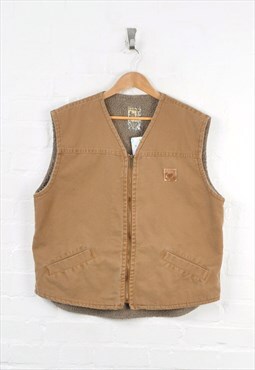 Vintage Workwear Vest Gilet Sherpa Lined Tan XL