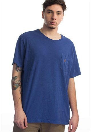 VINTAGE POLO RALPH LAUREN LOGO POCKET T-SHIRT 90S L 7.2