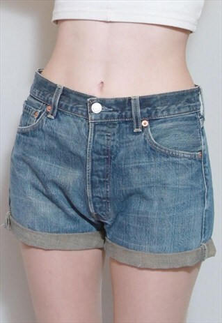 VINTAGE 1990'S LEVIS 501 DARK WASH BLUE DENIM SHORTS