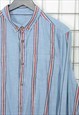 VINTAGE 90S STRIPED SHIRT BLUE  SIZE L 