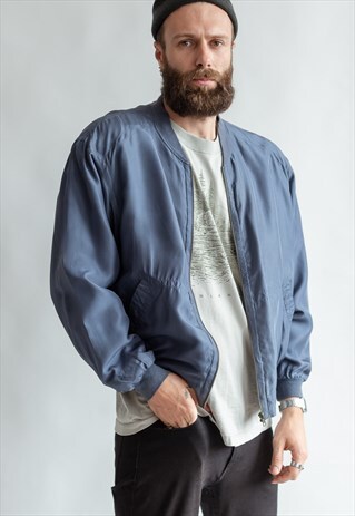 VINTAGE 80S LIGHT BLUE BOMBER JACKET