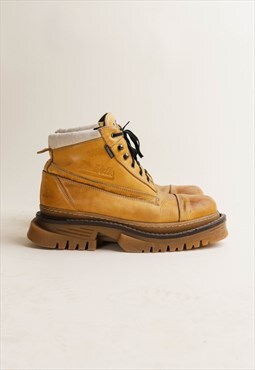Vintage 90s Grunge Heavyweight Brown Leather Boots EU44