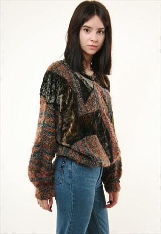 VINTAGE TIFFANY PATTERN JUMPER WOOL OVERSIZED SWEATER 215