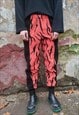 GRUNGE FLEECE JOGGERS HANDMADE GOTHIC ZEBRA OVERALLS ORANGE