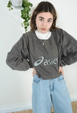 Vintage 00s Asics Sweatshirt Logo Cropped 