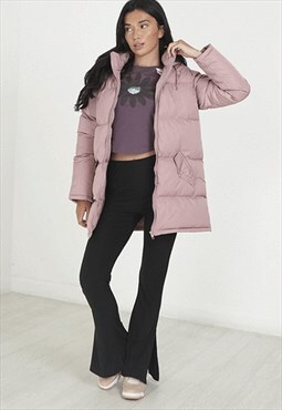 justyouroutfit padded zip through jacket in Pink 