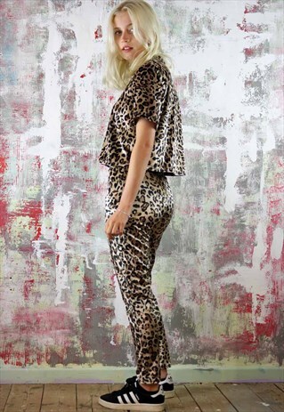 SLIM FIT TROUSERS & BOX TOP CO-ORDINATES IN LEOPARD PRINT