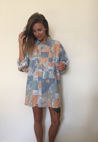 CRAZY PATTERNED VINTAGE RETRO FESTIVAL OVERSIZED SHIRT