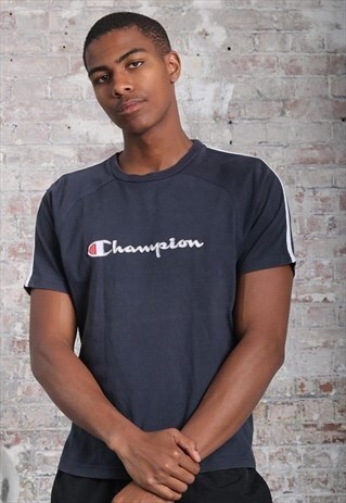 VINTAGE CHAMPION BIG LOGO SPELLOUT T-SHIRT NAVY BLUE