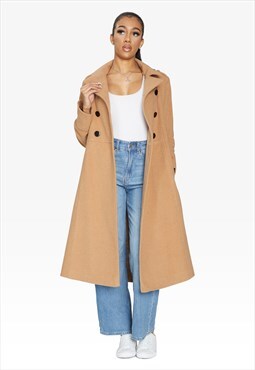 Shannon A-Line Double Breasted Coat (Camel)