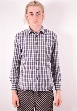 LEVI'S MENS VINTAGE SHIRT SMALL WHITE CHECK 90S