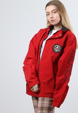 VINTAGE NAUTICA MEDIUM RED SHELL JACKET