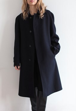 Vintage Relaxed Navy Wool Coat