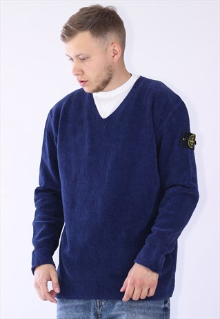 1997 VINTAGE MENS STONE ISLAND SWEATER V NECK JUMPER