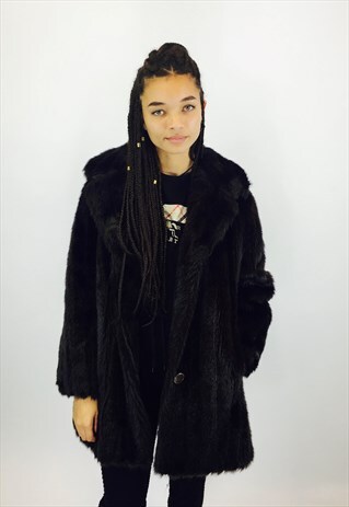 VINTAGE 80S FAUX FUR COAT