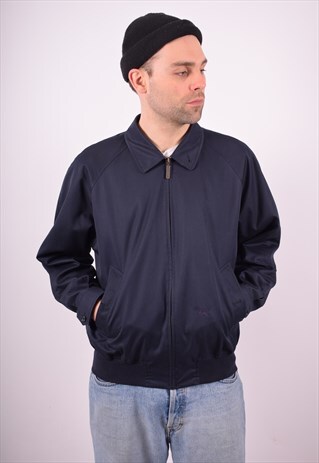 BURBERRY MENS VINTAGE HARRINGTON JACKET MEDIUM BLUE 90S