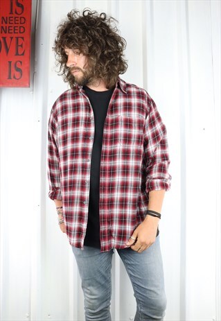VINTAGE CHECK FLANNEL OVERSIZED GRUNGE INDI SHIRT