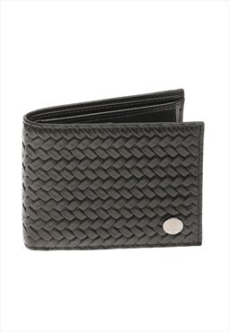 Men's Leather Weave Wallet - Black