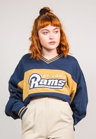 VINTAGE 90'S NAVY NFL ST. LOUIS RAMS SWEATSHIRT JUMPER