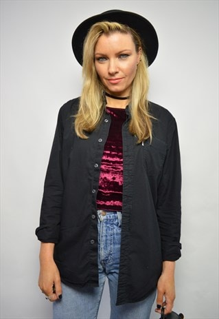 VINTAGE 90S LEVI'S WHITE TAB BLACK SHIRT GRUNGE RETRO ROCKER