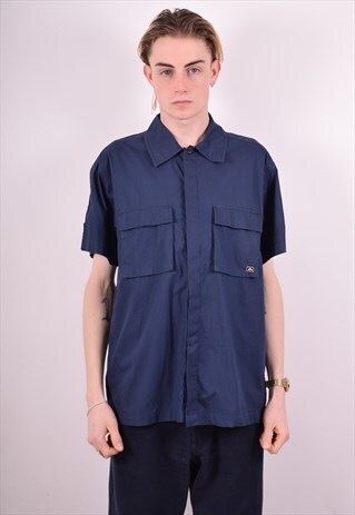 ELLESSE MENS VINTAGE SHIRT MEDIUM BLUE 90S