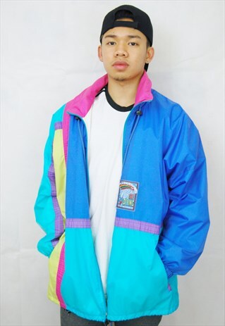 LINED 1/4 ZIP WINDBREAKER/RAINCOAT (1990'S/MULTICOLOUR)