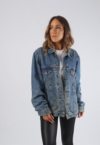 VINTAGE DENIM JACKET OVERSIZED FITTED UK 16 XL (R2L)