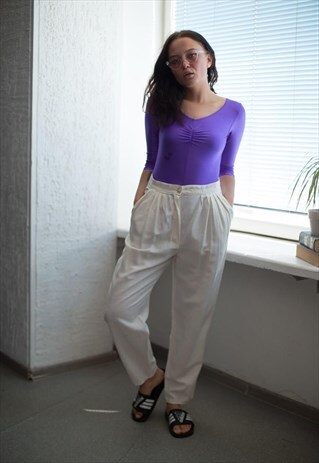 VINTAGE 90'S CREAM STRAIGHT TROUSERS