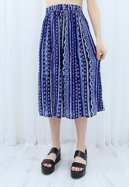 90s Vintage Multicoloured Abstract Midi Skirt (Size M)
