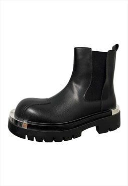 Metal plated boots tractor sole punk shoes platform trainers